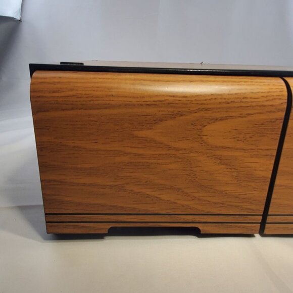 Vtg VHS Video Cassette Tape Drawers Storage Faux Wood Cabinet 14 Holds 1980s - Picture 2 of 12